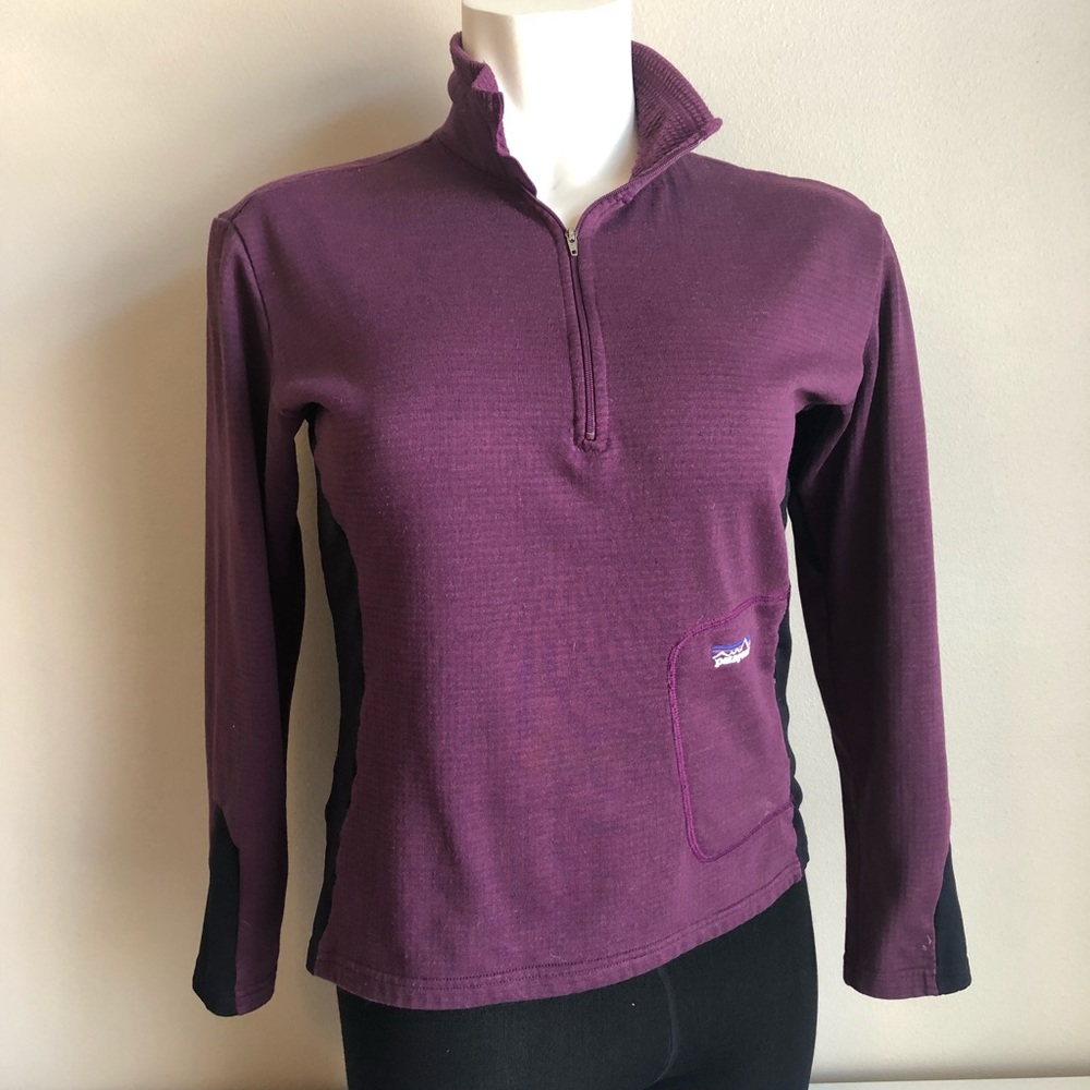 Patagonia R1 Grid fleece burgundy 1/4 zip pullover